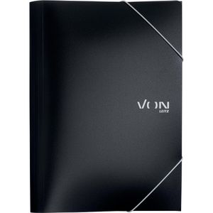 VON-Leitz Eckspanner 30070095, A4, Kunststoff, schwarz, 3 Einschlagklappen