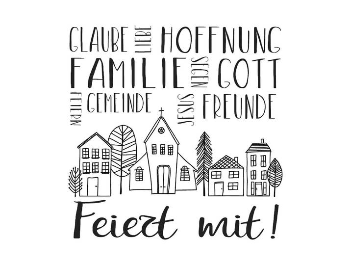 Stempel Feiert mit! , 7x7cm