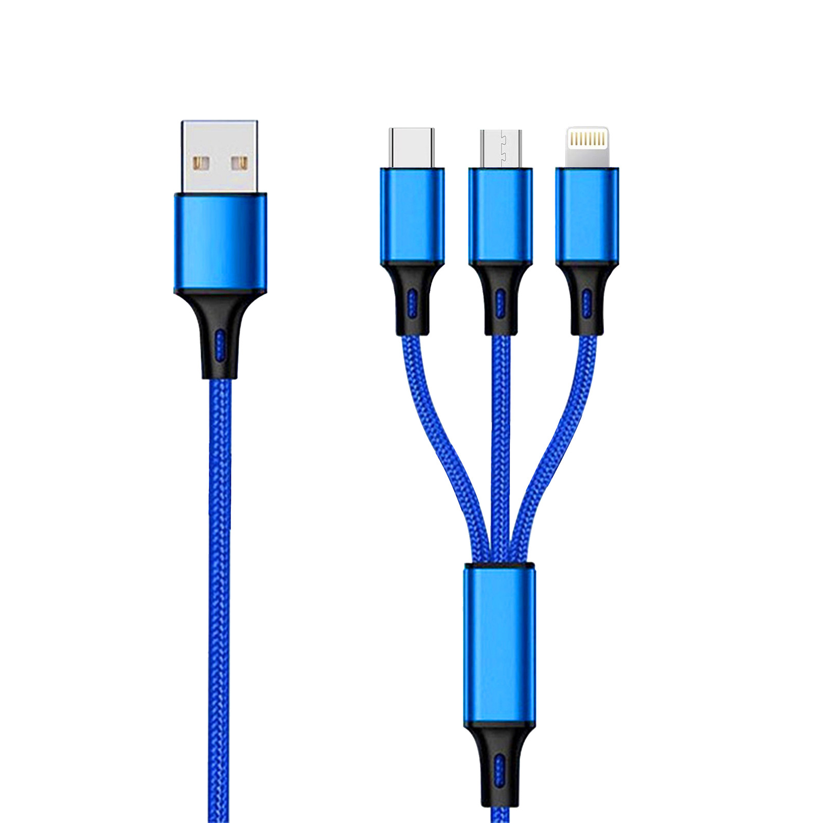 2GO 3 in 1 USB Ladekabel voor Micro-USB, Blauw, 150 cm