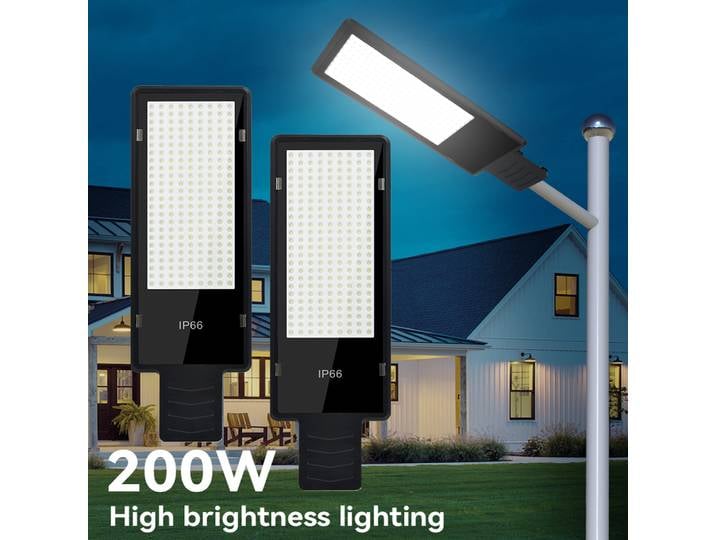 Lampadaire LED extérieur 200W, 2 pièces, lampe de rue à haute luminosité, éclairage de jardin, étanche, applique murale