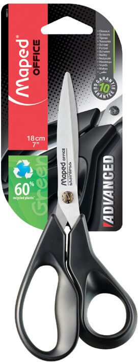 Ciseaux droitier Advanced Green asymétriques bouts pointus 18 cm - Maped