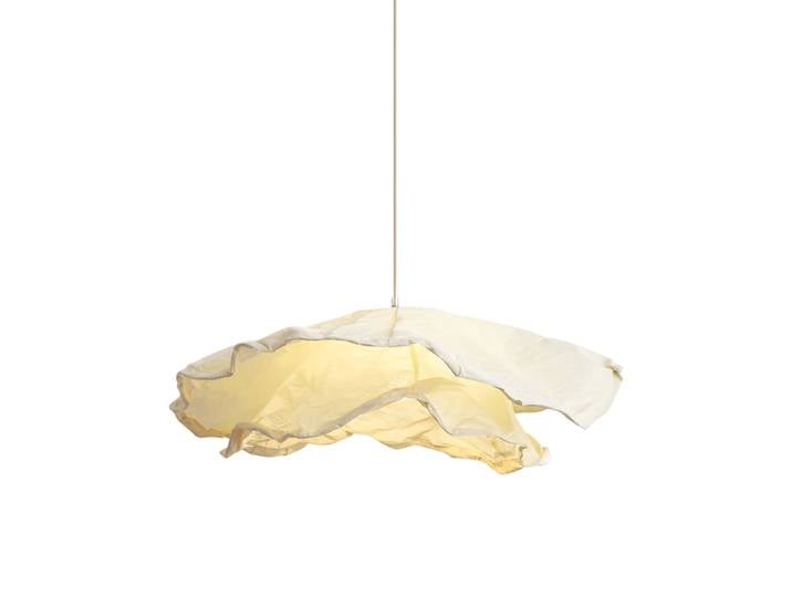 Japandi hanglamp beige met stoffen kap 80cm - Papel