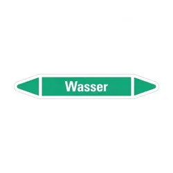 Aufkleber I RKZ-Etikett Wasser, grün/weiß, für Ø 40-60mm, 218x37mm, 5/Bogen