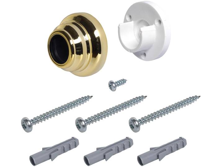 Wandträger LIEDECO Thüringen , grau (messingfarben), Ø:2,8cm, Gardinenstangenhalterungen, Wandträger, für Gardinenstangen Ø 28 mm