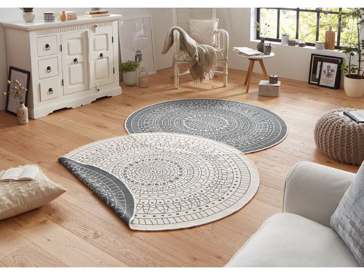 Tapis intérieur & extérieur Porto Gris/Gris/Crème Polypropylène Ø 240cm