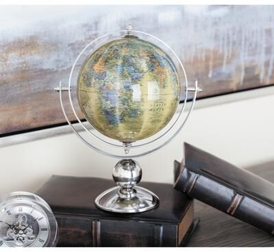 ARCILLA ELEMENTAL Silver Stainless Steel Metal Globe - 11x6
