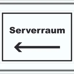 HB-Druck Serverraum Schild mit Text und Richtungspfeil links Computer IT PC waagerecht A5 (148x210mm)