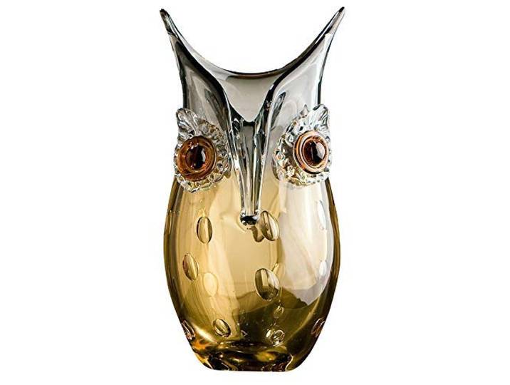 GILDE GLAS art Design-Vase Eule - Dekoobjekt handgefertigt aus Glas H 27 cm