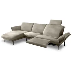 Segmüller Werkstätten Sofa inkl. Longchair Vienna Leder Grau
