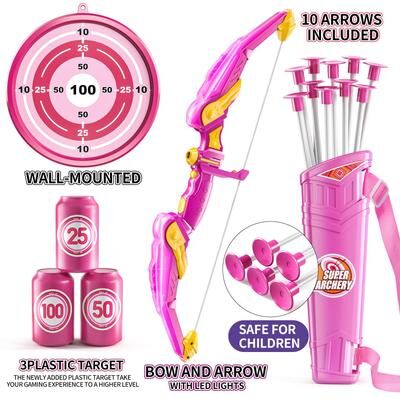 Multisell Products Hub Indoor And Outdoor Archery Toy Set For Boys And Girls, Ideal Gift For Amusement And Fun pink