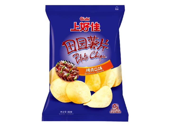 Oishi aardappelchips barbecuesmaak 80 g