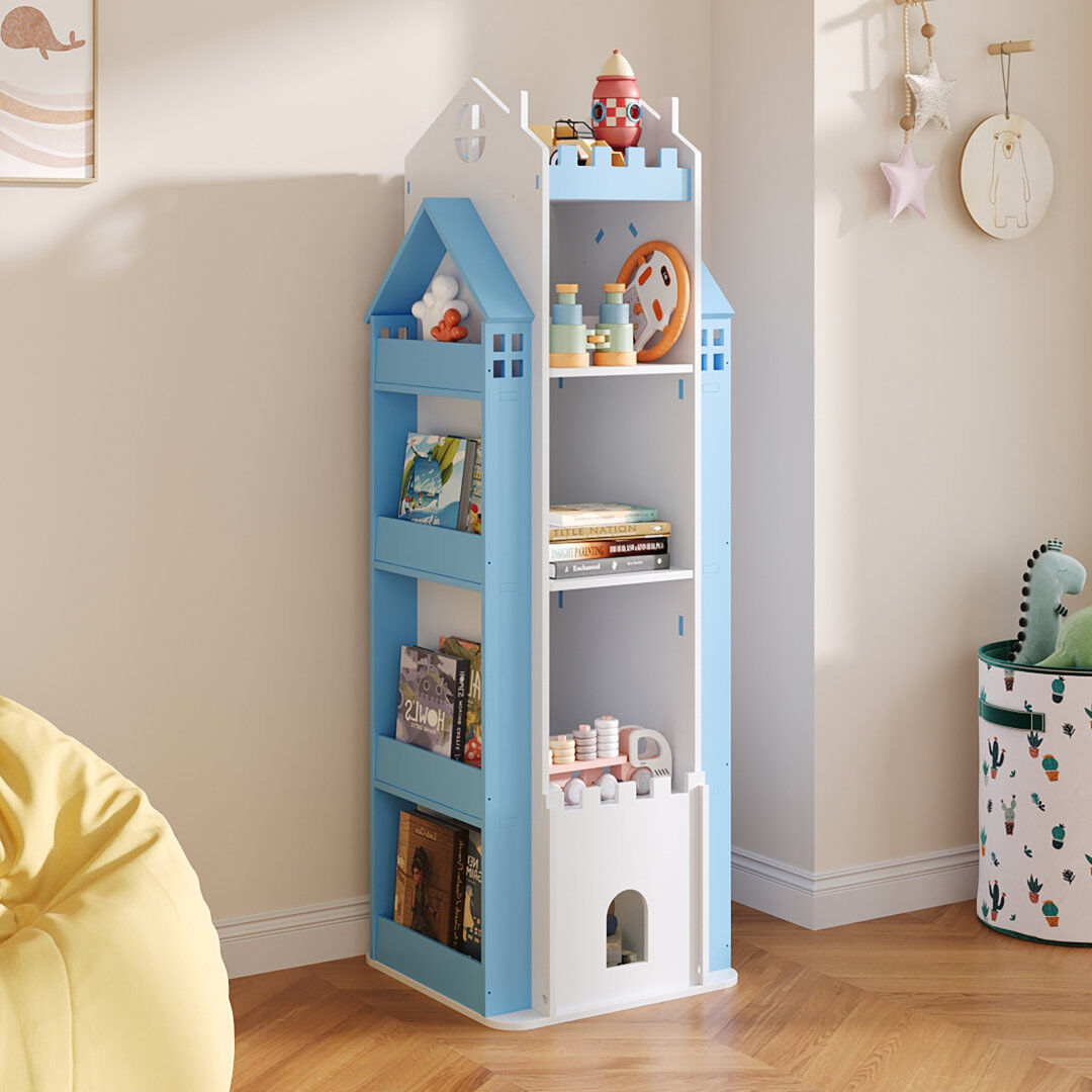 Harriet Bee 140cm H X 1cm W PVC Wood Plastic Board + Co-extruded Board + ABS No Subject Kids Bookcase White + Blue 140cm H X 1cm W X 45cm D;140