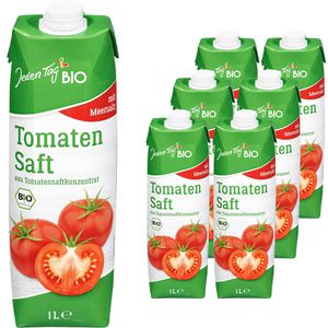 JedenTag Saft Tomatensaft, ohne Zuckerzusatz, BIO, 100% Saftgehalt, Tetrapack, je 1 Liter, 6 Stück