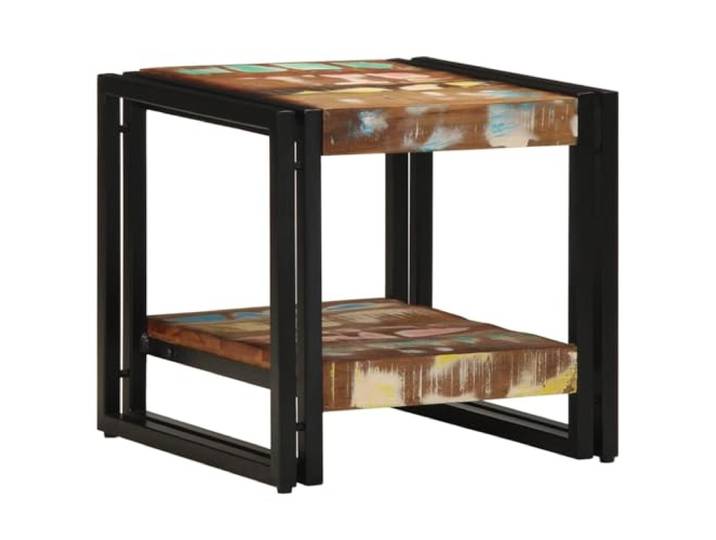 KMVXCVNM Couchtisch Massivholz 40x40x38 cm Beistelltisch Mehrfarbig Kompakter Sofatisch fürs Wohnzimmer mit offenem Ablagefach für Zeitschriften und Fernbedienung, robuster Stahlrahmen.
