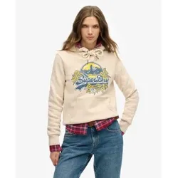 Superdry für Damen. W2012535A Kapuzenpullover Floral beige (S), Lässig, Baumwolle