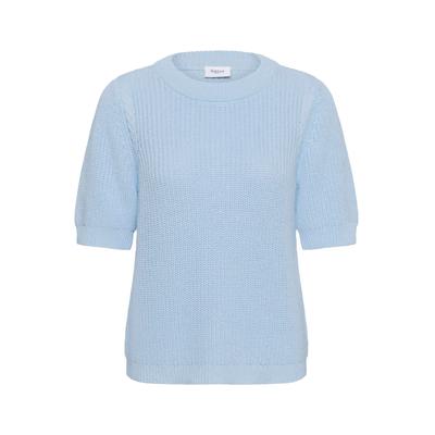 Strickpullover SAINT TROPEZ "Damen Strickpullover PiliaSZ", Damen, Gr. M, blau (skyway), Obermaterial: 100% Baumwolle CO., Pullover Strickpullover
