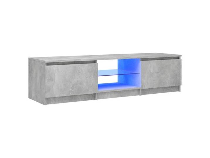 Meuble TV - OMABETA - M28284 - Gris béton - 140x40x35 5 cm - Lumières LED RVB