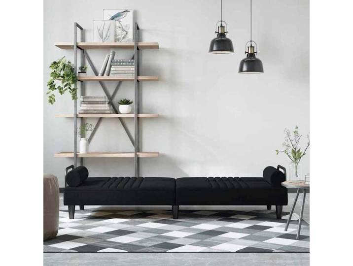VIDAXL(7991)Canapé-Lit moderne avec accoudoirs noir velours Confortable&convertible 205 x 100 x 47 cm Sofa-lit