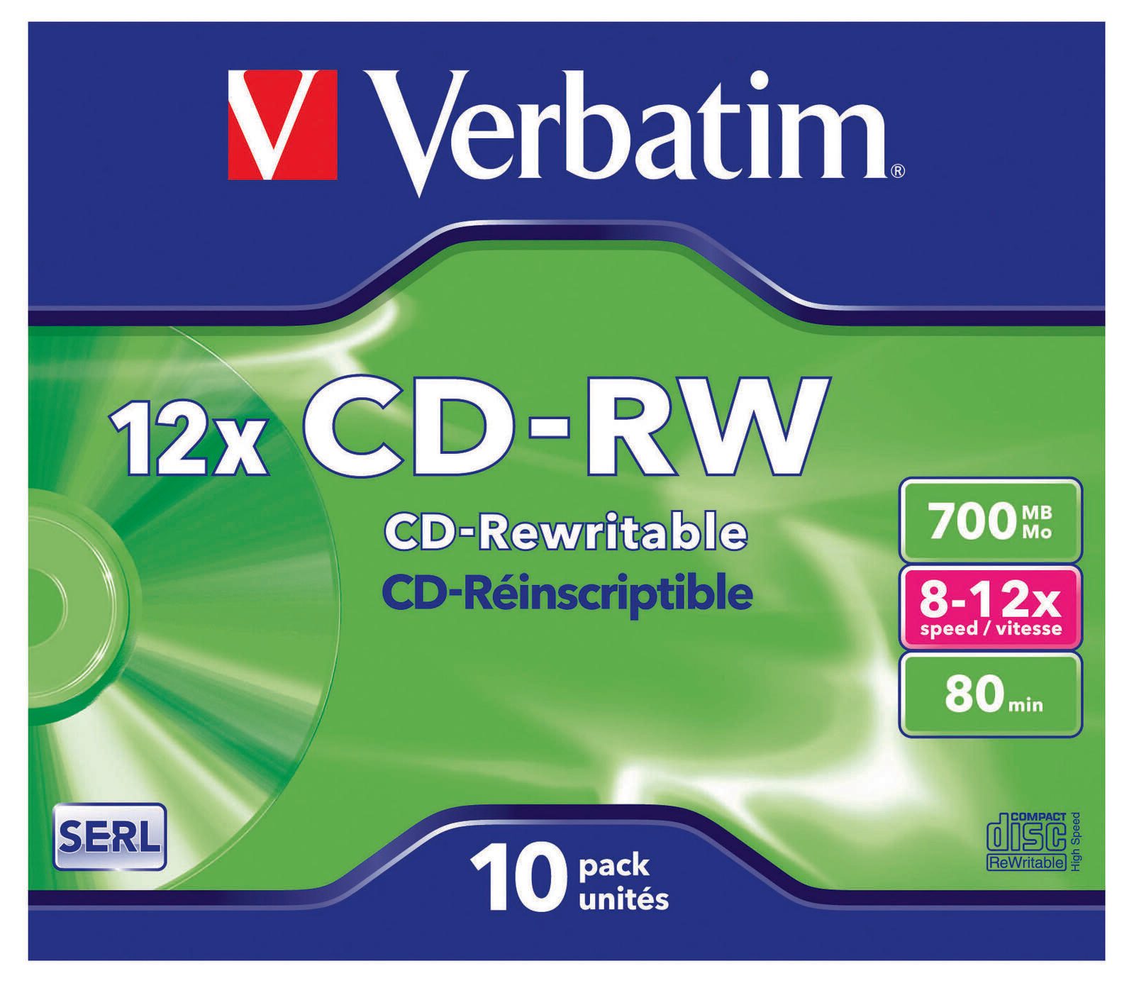 Verbatim CD-RW 700MB 8-12x 10P Jewel Case 43148