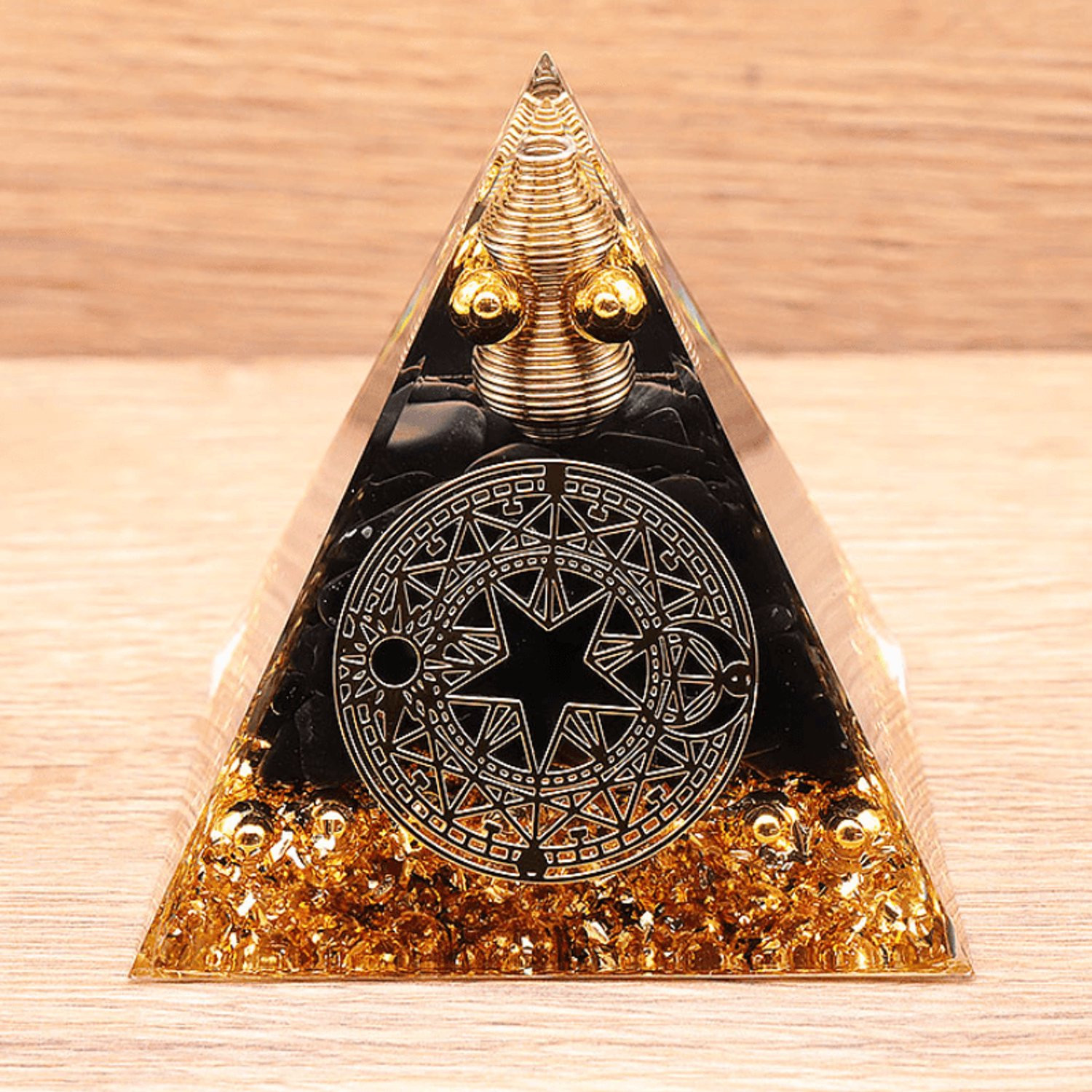 Orgoniet Piramide Magische Cirkel Zwarte Obsidiaan 60 mm