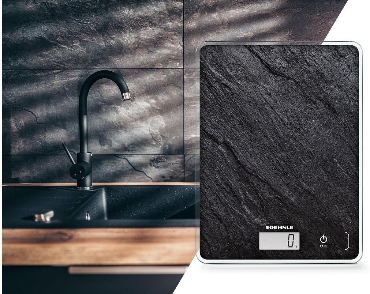 Küchenwaage SOEHNLE "Page Compact 300", schwarz, B:15cm H:1,3cm L:20cm, Glas, Kunststoff, Küchenwaagen, Küchenwaage schwarz Einheitsgröße