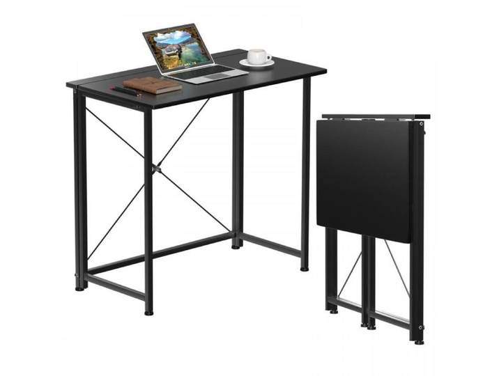 Table d'ordinateur Noir Pliable pour Chambres Bureau lit canapé Bureau à Domicile étudier en Bois 80x45x74cm