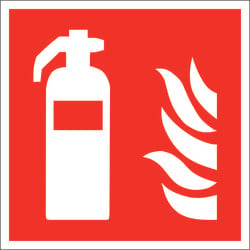 WOLK DIREKT Brandschutzschild, Alu, nachleuchtend, Feuerlöscher Größe: 30,0 x 30,0 cm DIN EN ISO 7010 F001 ASR A1.3 F001 150.A5020