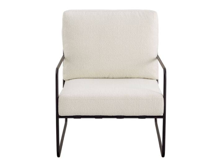 Fauteuil en bouclette et métal - crème
