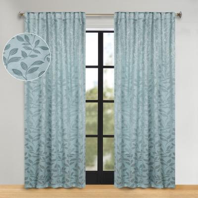 Superior Leaves Back Tab Curtains Room Darkening Machine Washable, Set of 2
