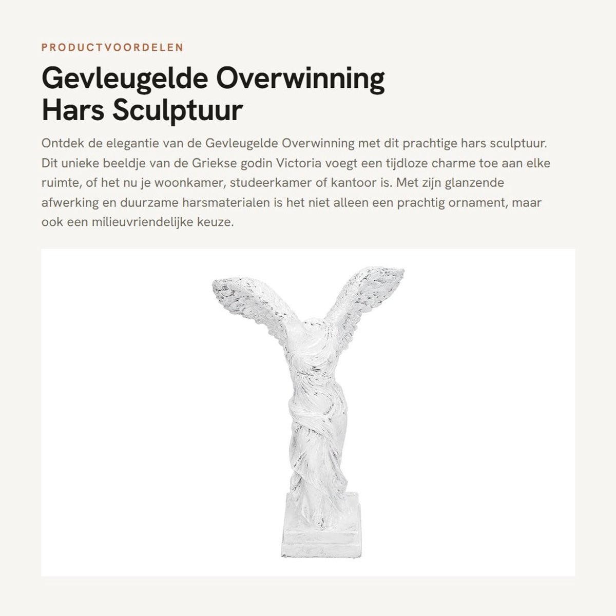 Dailygoods Standbeeld Gevleugelde Overwinning - Hars Sculptuur - Decoratiebeeld met Antislip Onderkant