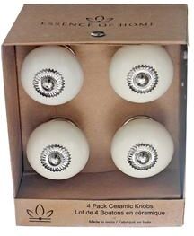 IH Casa Decor Decorative Smooth Ceramic Knob Set Of 4 Ivory