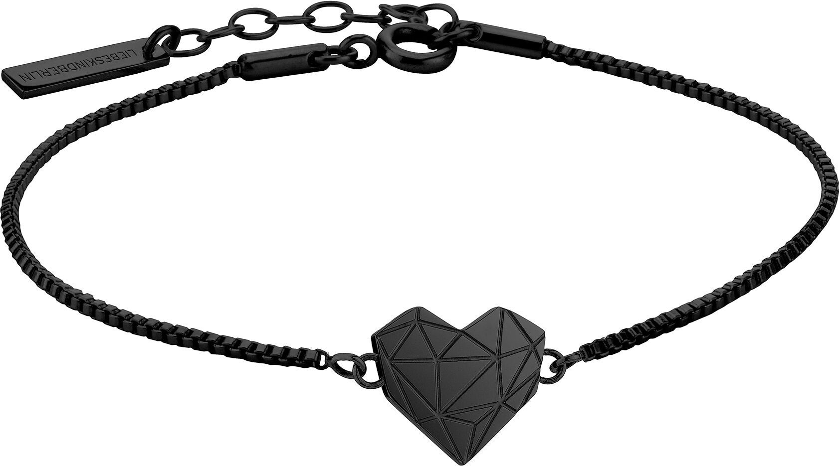 Armband LIEBESKIND BERLIN "Schmuck Geschenk Edelstahl Armkette Herz", schwarz, Armbänder, Damen, 20cm, Edelstahl, Armband schwarz 20cm, Edelstahl