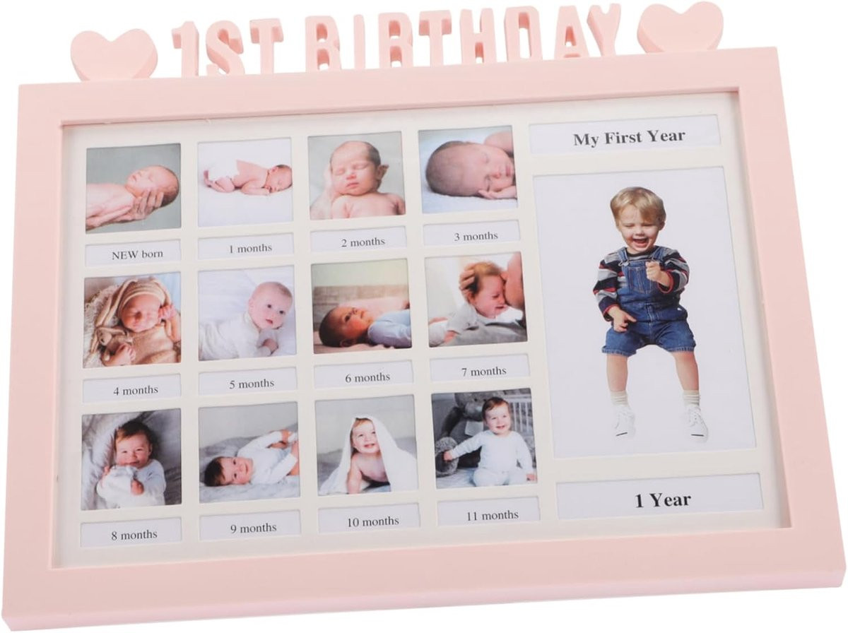 Baby Fotoframe 12 Maanden - Rustieke Fotolijst voor de Ontwikkeling van je Baby in het Eerste Jaar