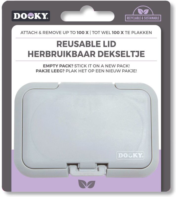 Dooky Reusable Lid Grey Card couvercle pour lingettes humides 1 pcs