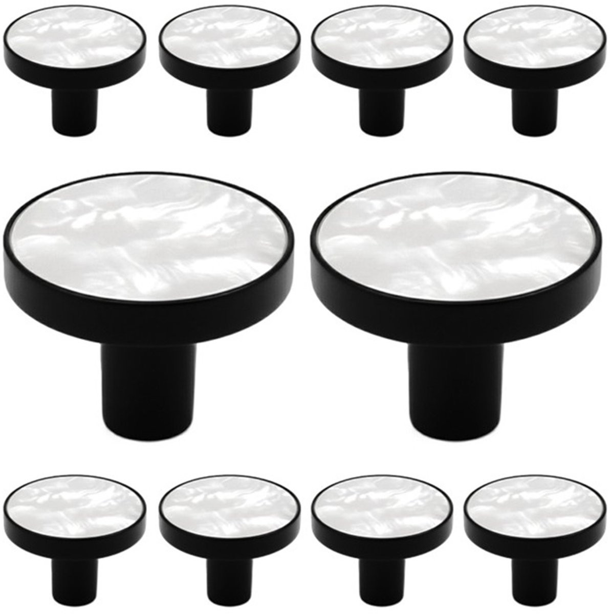 MSQDESIGN Kastknop Zwart Wit - Set van 10 meubelknopjes voor kasten en lades