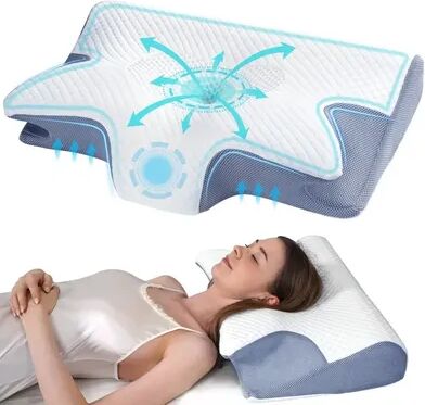 Multicon Wholesale Hub Memory Foam Neck Pillow, Sleep Memory Pillow, Contoured Butterfly Pillow For Neck Pain Relief gray