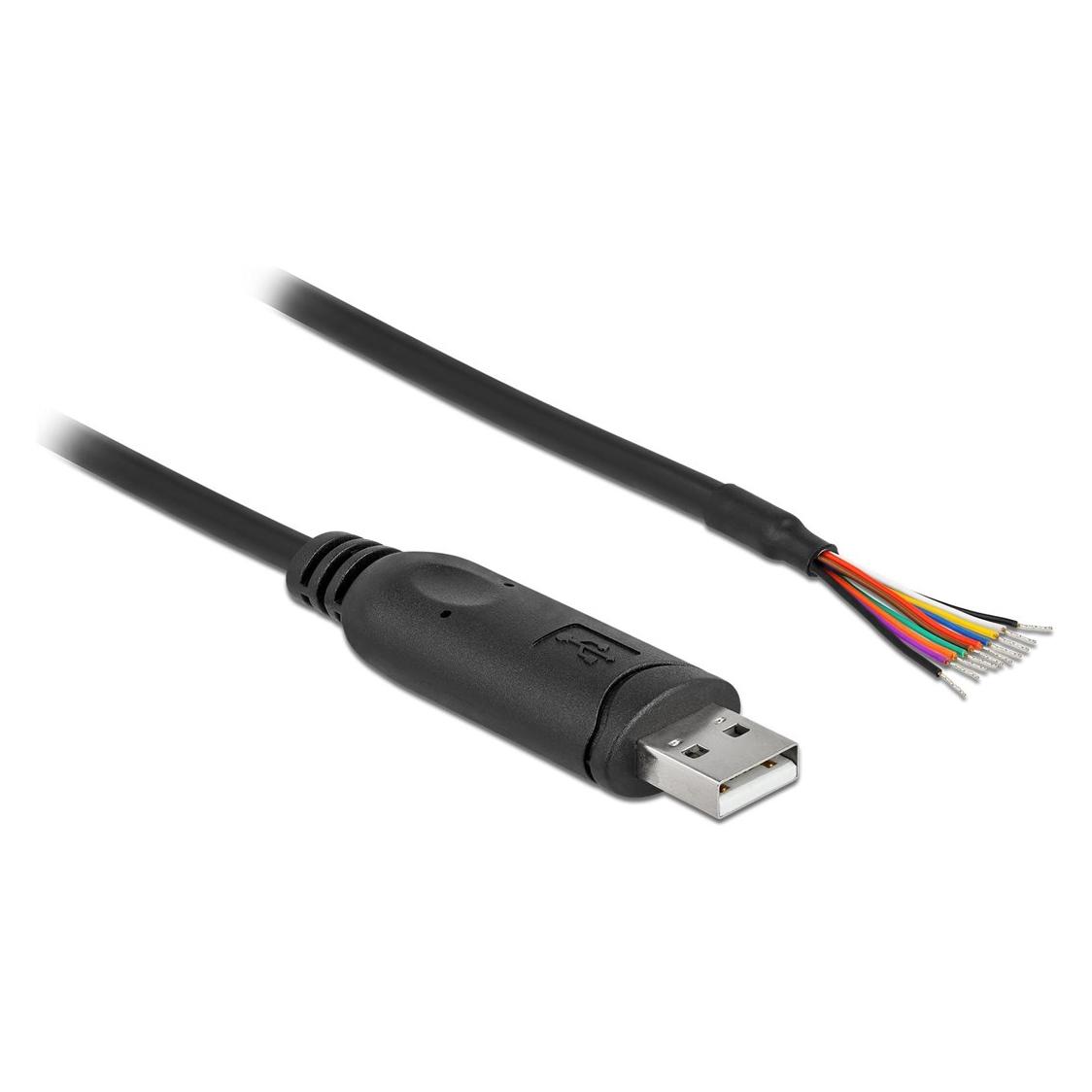 Delock Adapterkabel USB 2.0 Typ-A zu seriell RS-232 mit 9 offenen Kabelenden + Schirmung 1 m (1 m, Industriekabel) (90524)