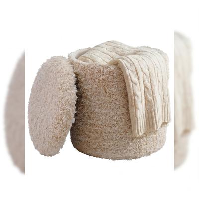 Sitzhocker RHONE Stoff mit Textilbezug Ø 40 x 45 cm Beige | Kadima Design