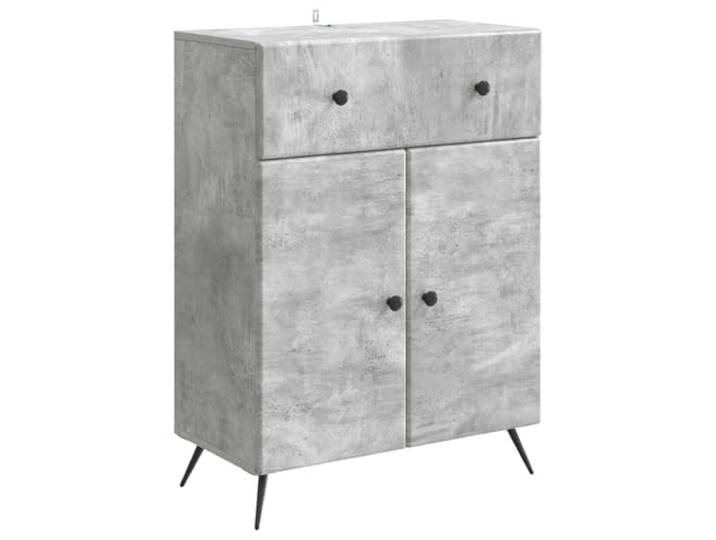 KPOTUERTU Sideboard Betongrau 66 x 34,5 x 90 cm Holzwerkstoff Buffet für Wohnzimmer, Esszimmer, Home Office, Fächer, Schubladen, Regale, verstellbare Regale