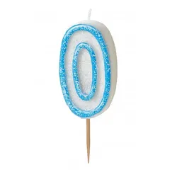 Kerze Zahl 0 blau