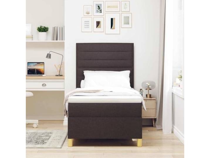KTHLBRH Boxspringbett mit Matratze Dunkelbraun 100 x 200 cm Verstellbares Kopfteil, ergonomisches Design, robuster Stoff, moderner Stil
