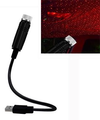 CaseAndConnect USB Car Star Projector Light 360 Degree Flexible Car Interior Star Light With USB Ambient Lighting red