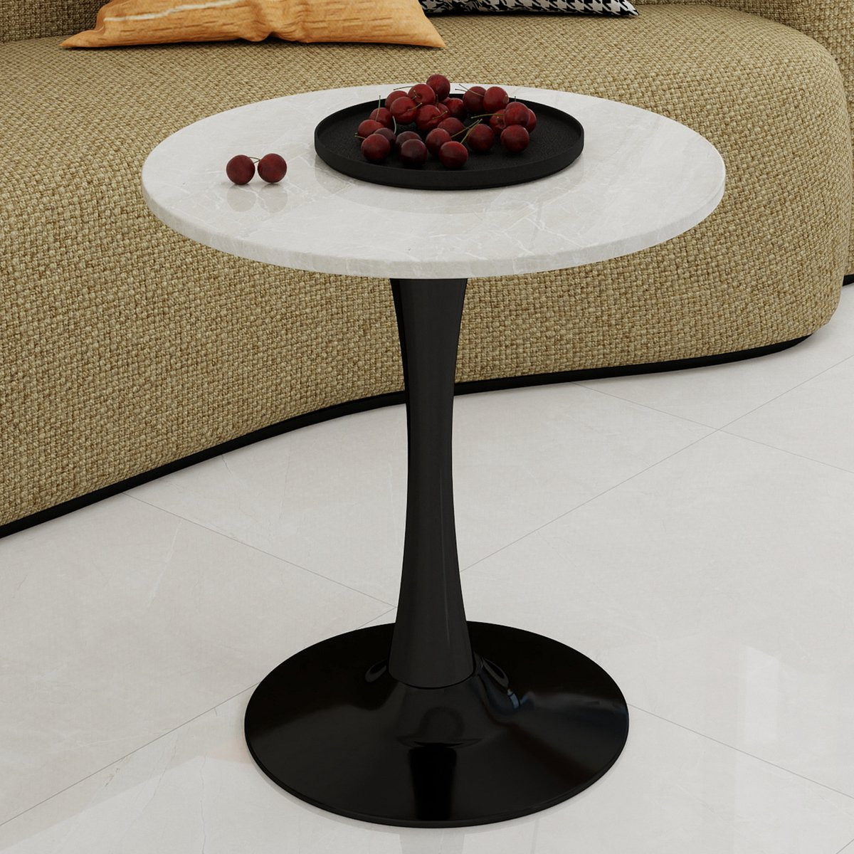 MIVRAY Salontafel met marmerlook in zwart wit