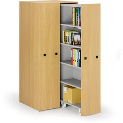 Großraumschrank mit ausziehbaren Regalen, 841 × 846 × 2000 mm, Buche