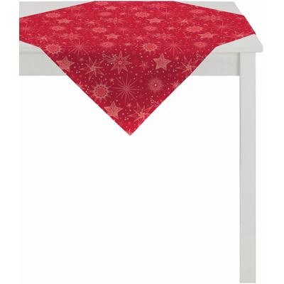 Mitteldecke APELT "3001 Christmas Elegance, Weihnachtsdeko, Weihnachten", bunt (rot, silberfarben), B:84cm L:84cm, Polyester, Tischdecken, Mitteldecke