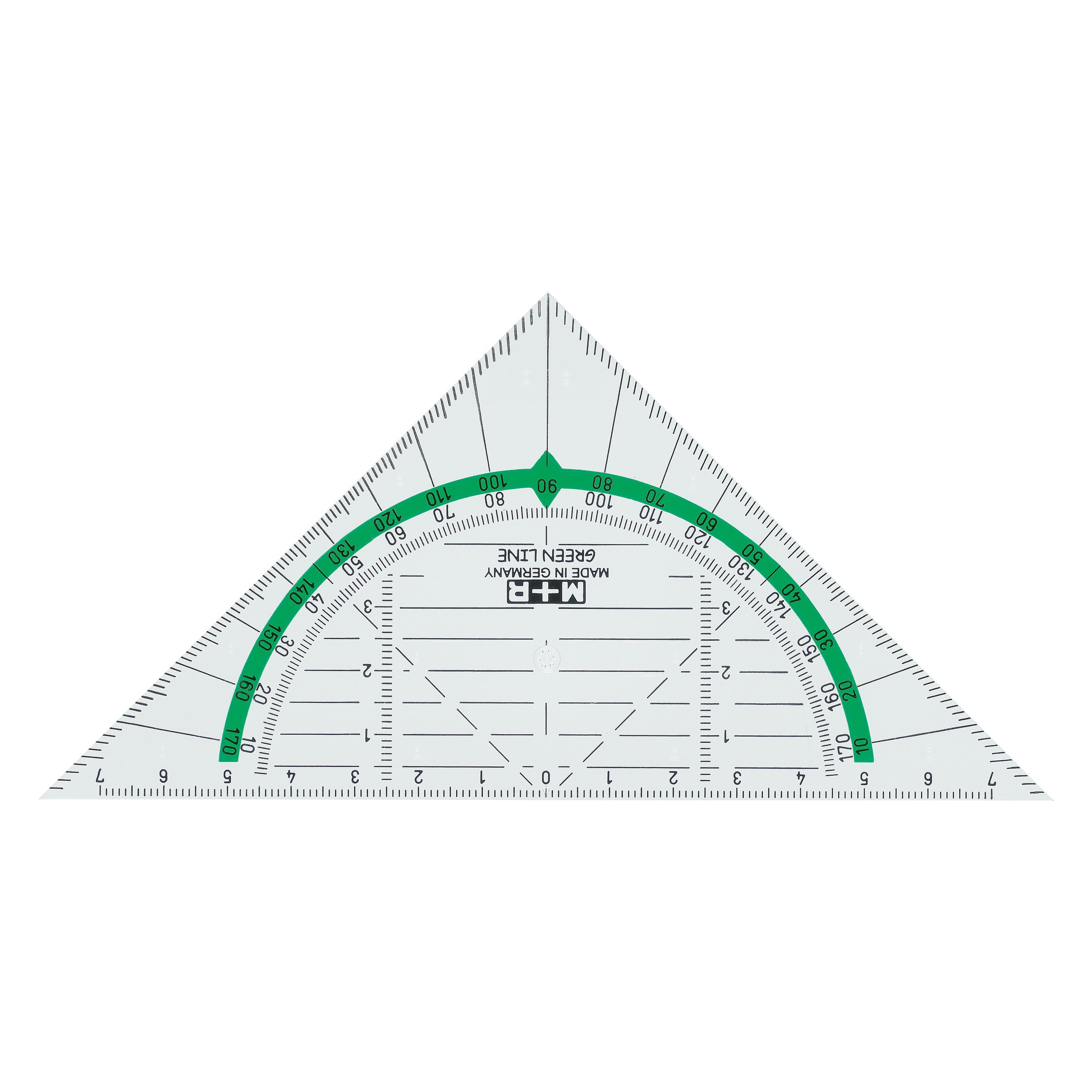 M+r Geodreieck "Green Line", Hypotenuse: 160 mm, glasklar (16 cm, Kunststoff) (723170810)