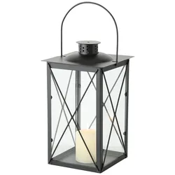 Kerzenlaterne Farol Glaseinsatz Eisen H.30 B.17 cm schwarz