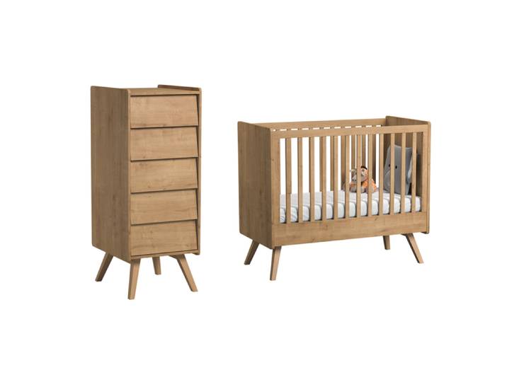 Lit bébé et Chiffonnier Vox Vintage Bois