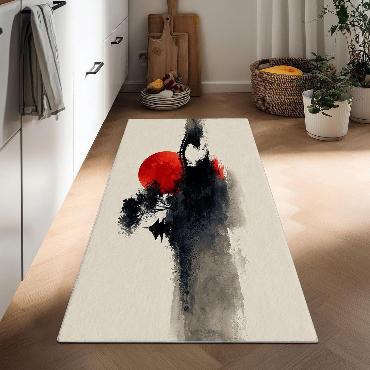 Abstracte Vloerkleed Loper voor Keuken of Hal - Meerkleurig - 60 x 150 cm