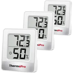 ThermoPro Digital-Hygro/Thermometer, 3er Pack, Thermometer + Hygrometer, Weiss